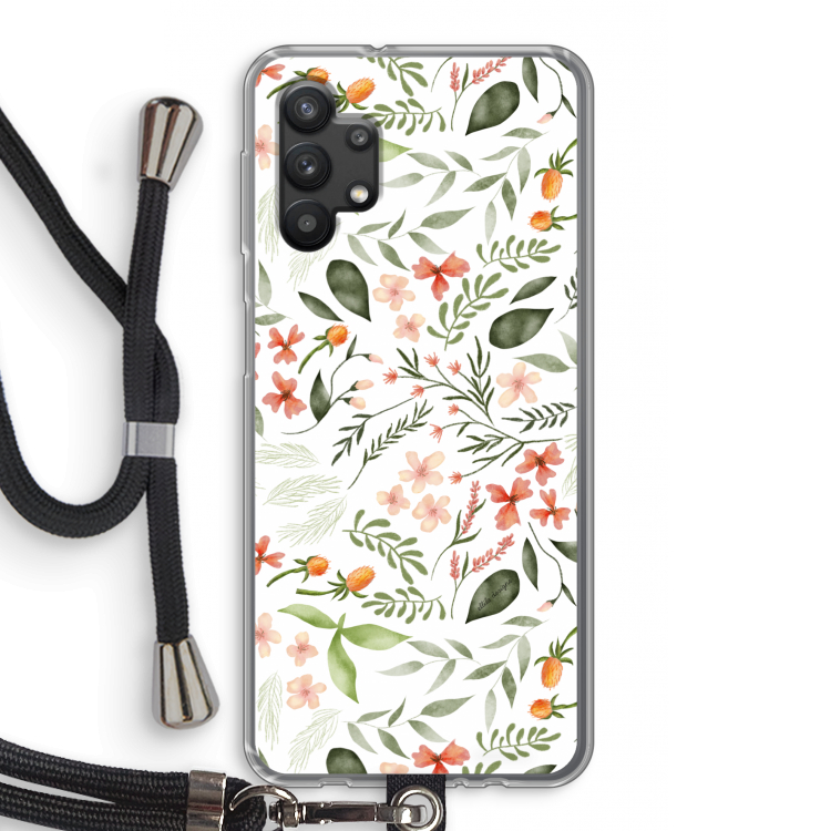 Sweet little flowers: Samsung Galaxy A32 5G Transparant Hoesje met koord