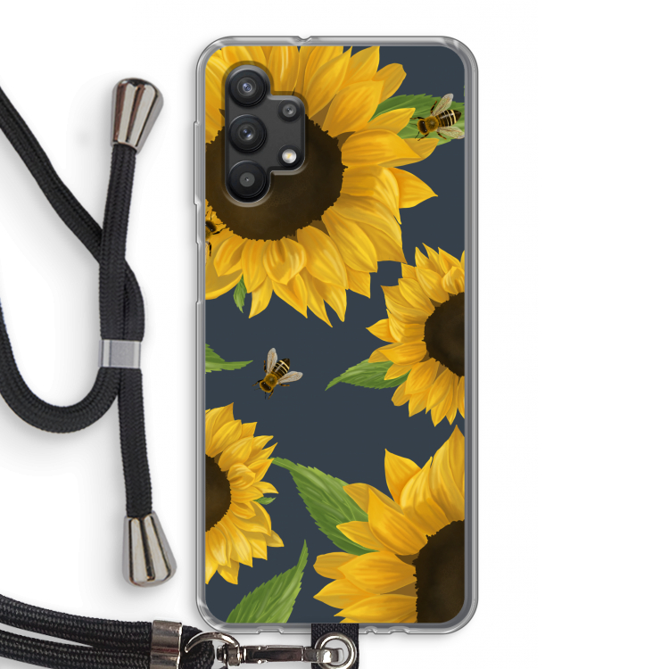 Sunflower and bees: Samsung Galaxy A32 5G Transparant Hoesje met koord