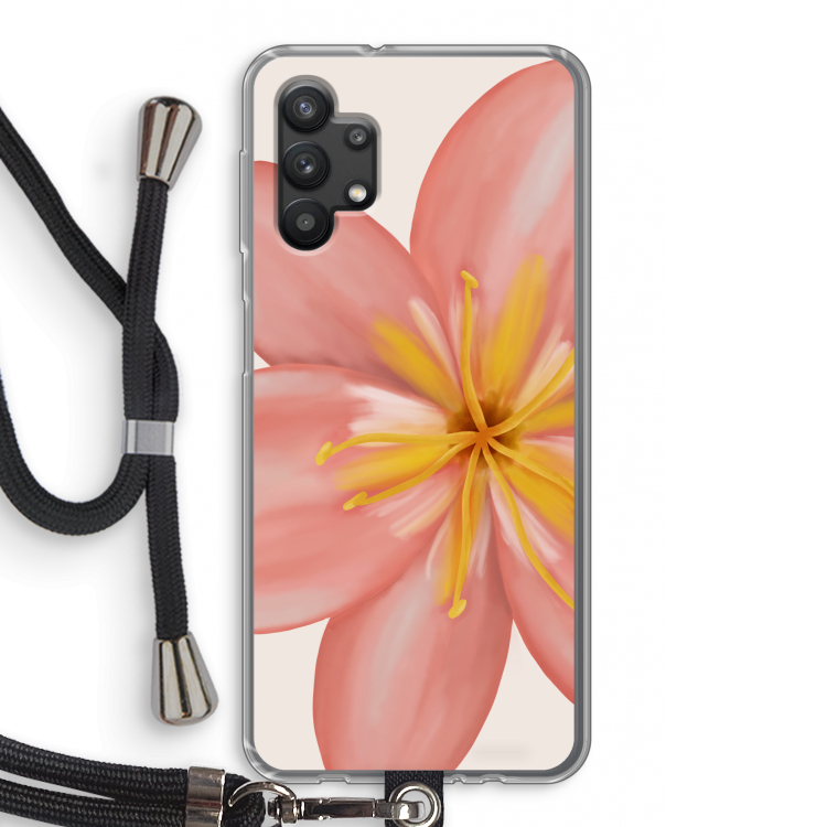 Pink Ellila Flower: Samsung Galaxy A32 5G Transparant Hoesje met koord
