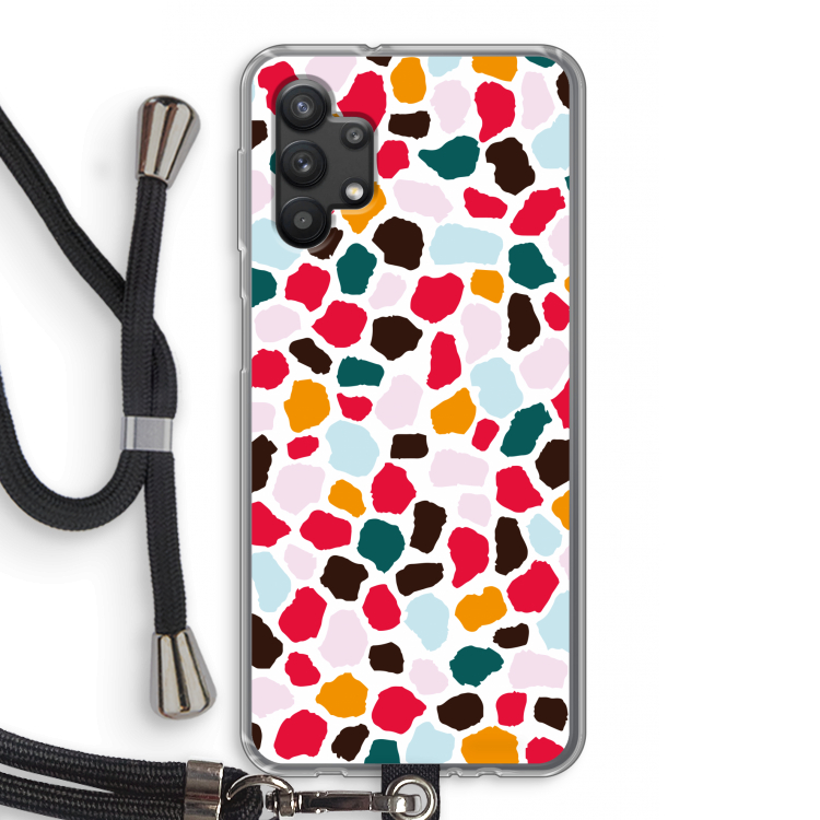 Colored Giraffe: Samsung Galaxy A32 5G Transparant Hoesje met koord