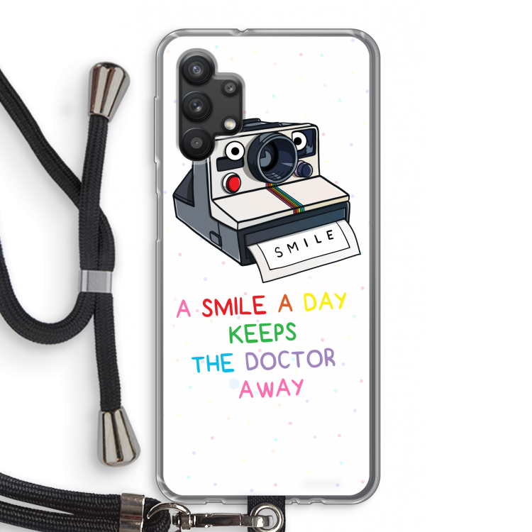 Smile: Samsung Galaxy A32 5G Transparant Hoesje met koord