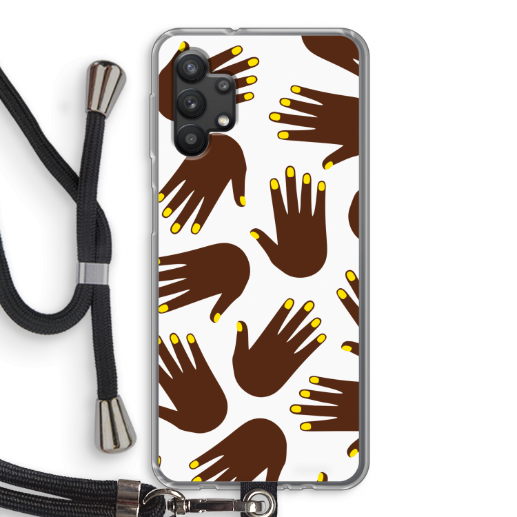 Hands dark: Samsung Galaxy A32 5G Transparant Hoesje met koord