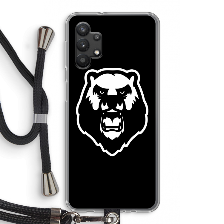 Angry Bear (black): Samsung Galaxy A32 5G Transparant Hoesje met koord