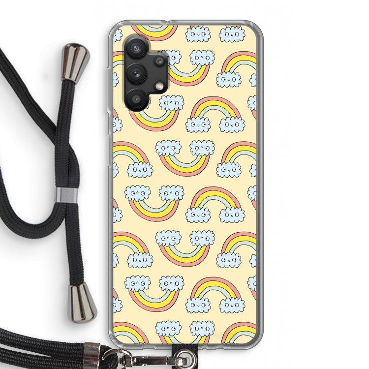 Regenboog: Samsung Galaxy A32 5G Transparant Hoesje met koord