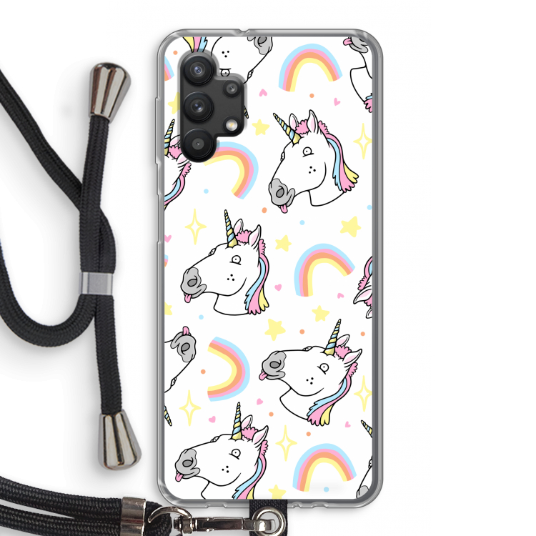 Rainbow Unicorn: Samsung Galaxy A32 5G Transparant Hoesje met koord
