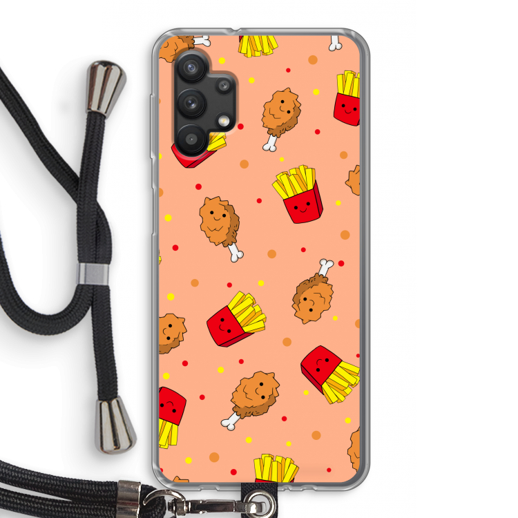 Chicken 'n Fries: Samsung Galaxy A32 5G Transparant Hoesje met koord
