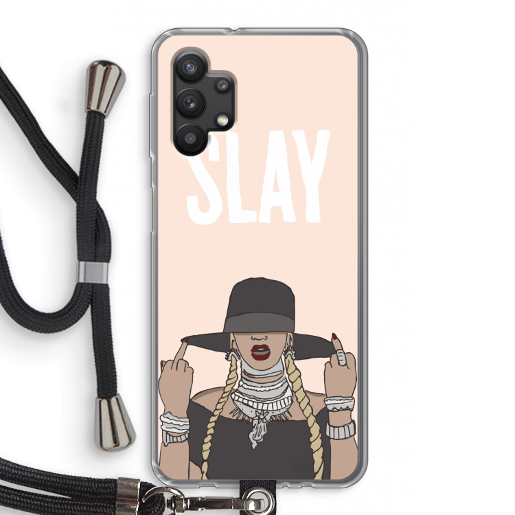 Slay All Day: Samsung Galaxy A32 5G Transparant Hoesje met koord