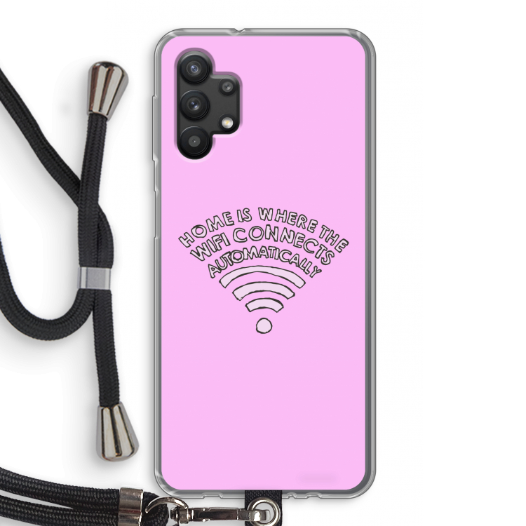 Home Is Where The Wifi Is: Samsung Galaxy A32 5G Transparant Hoesje met koord