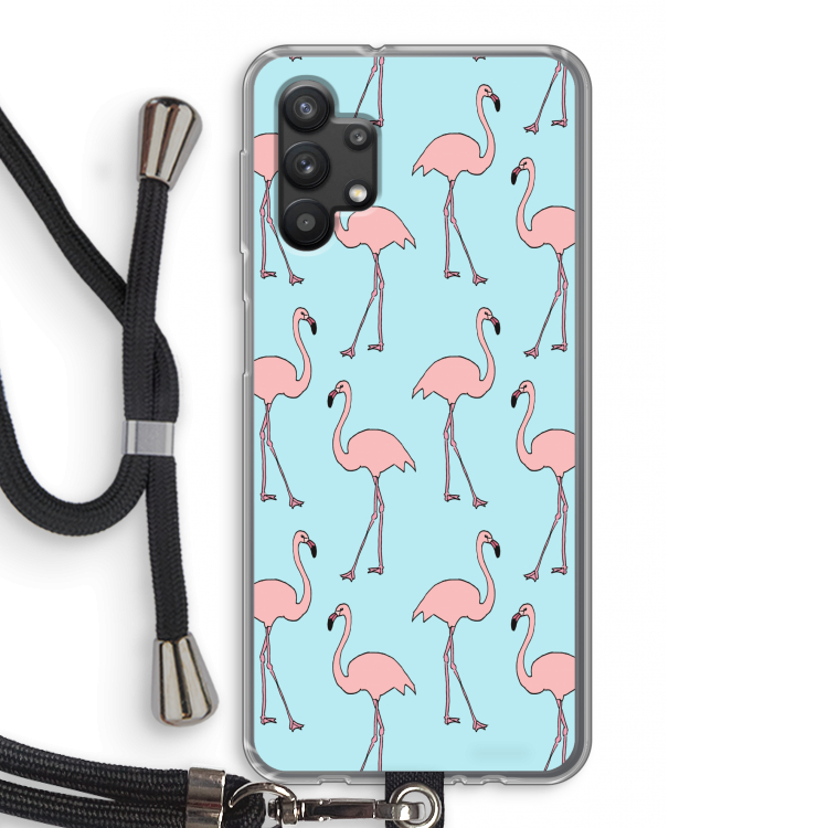 Anything Flamingoes: Samsung Galaxy A32 5G Transparant Hoesje met koord