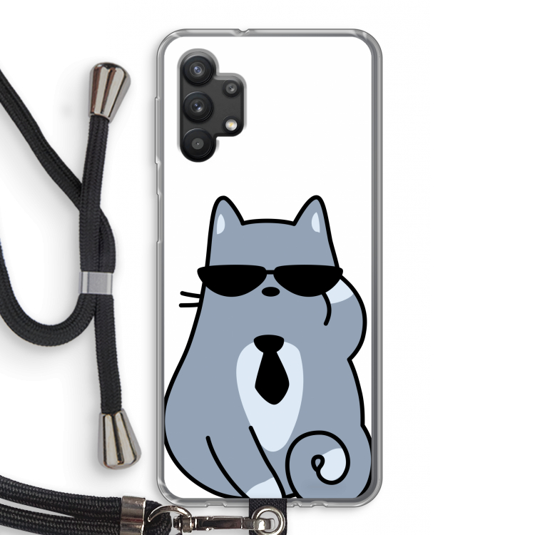 Cool cat: Samsung Galaxy A32 5G Transparant Hoesje met koord