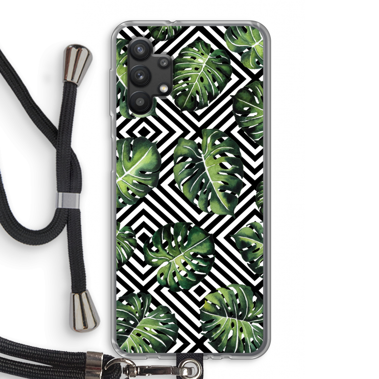Geometrische jungle: Samsung Galaxy A32 5G Transparant Hoesje met koord