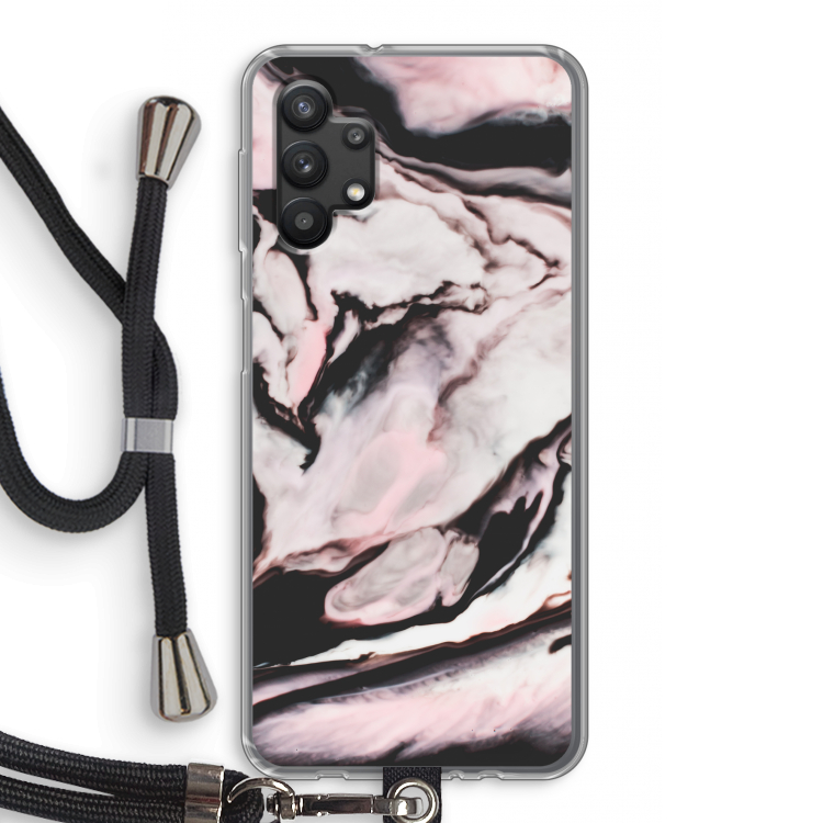 Roze stroom: Samsung Galaxy A32 5G Transparant Hoesje met koord