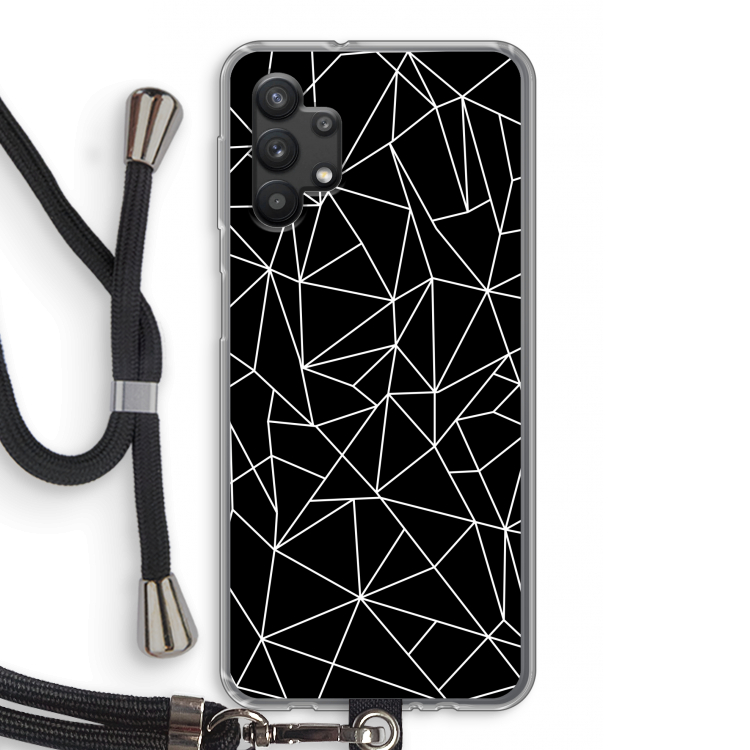 Geometrische lijnen wit: Samsung Galaxy A32 5G Transparant Hoesje met koord