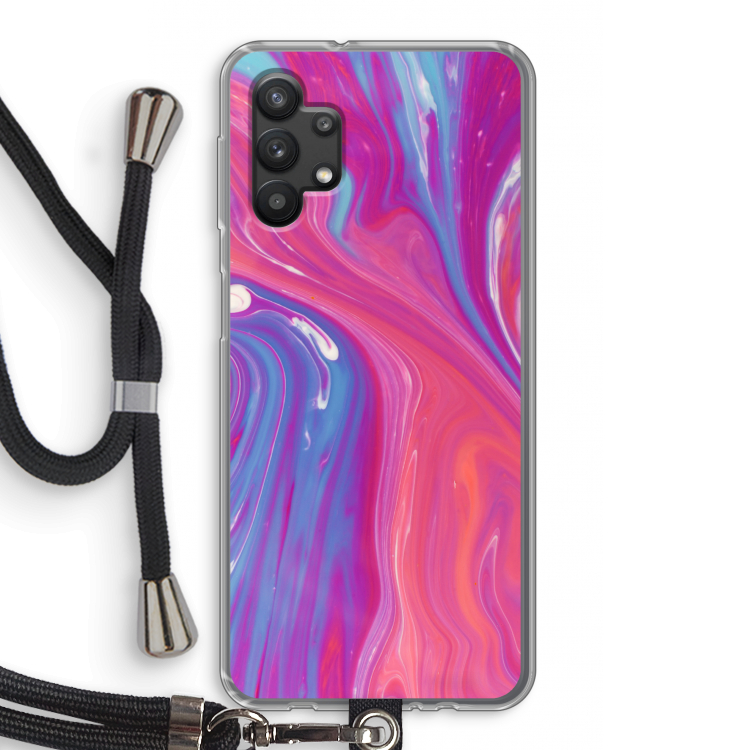 Paarse stroom: Samsung Galaxy A32 5G Transparant Hoesje met koord