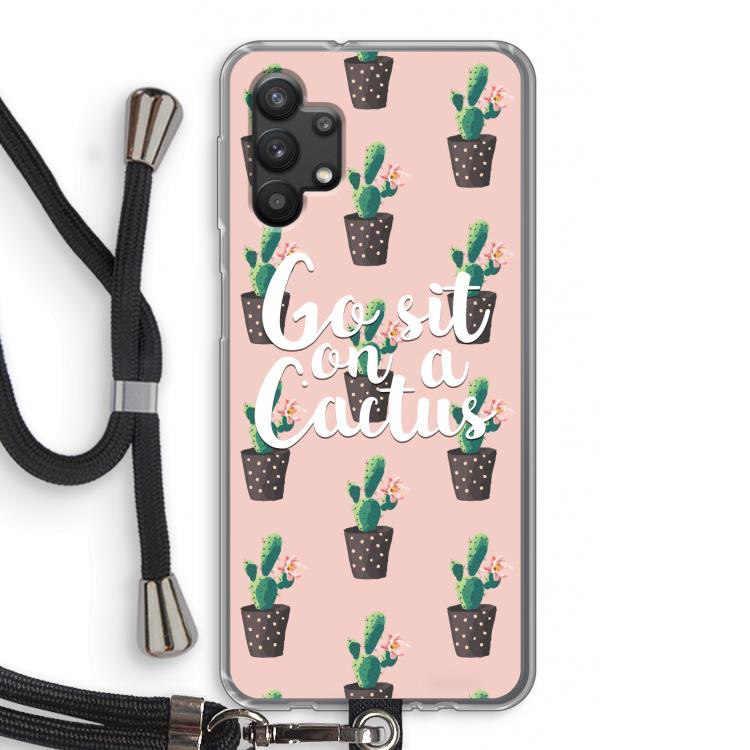 Cactus quote: Samsung Galaxy A32 5G Transparant Hoesje met koord