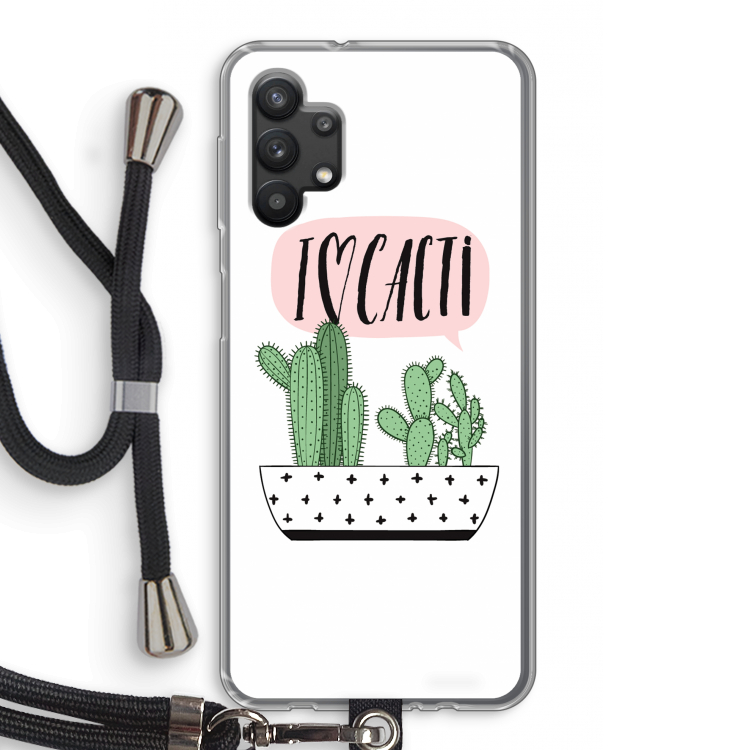I love cacti: Samsung Galaxy A32 5G Transparant Hoesje met koord