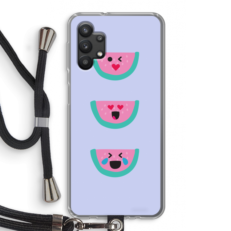Smiley watermeloen: Samsung Galaxy A32 5G Transparant Hoesje met koord