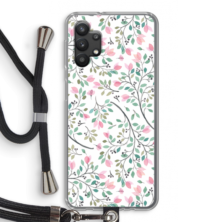 Sierlijke bloemen: Samsung Galaxy A32 5G Transparant Hoesje met koord