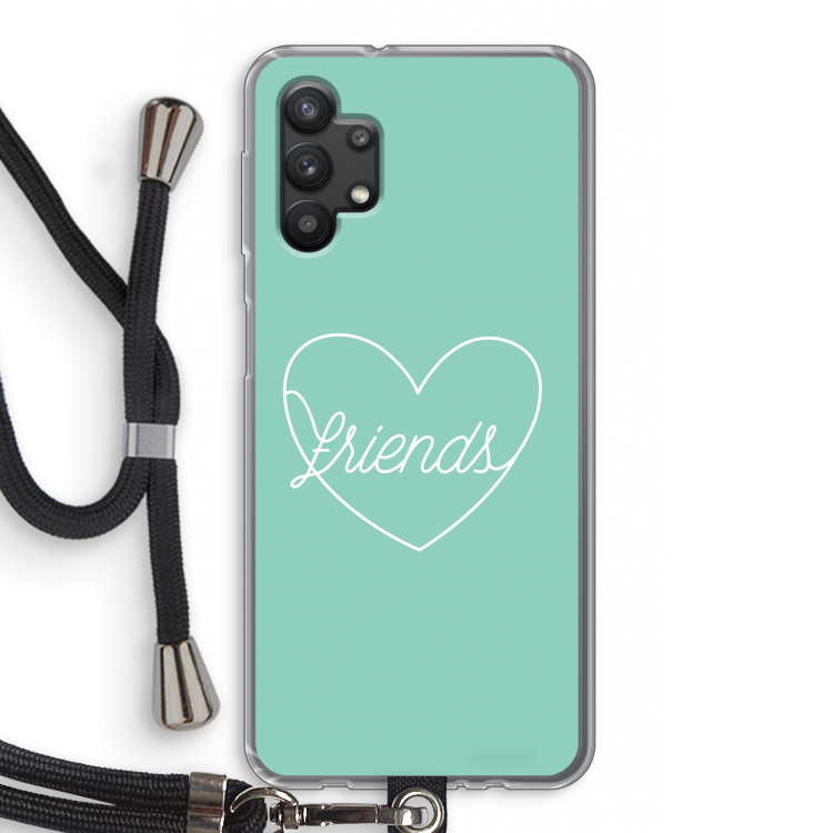 Friends heart pastel: Samsung Galaxy A32 5G Transparant Hoesje met koord