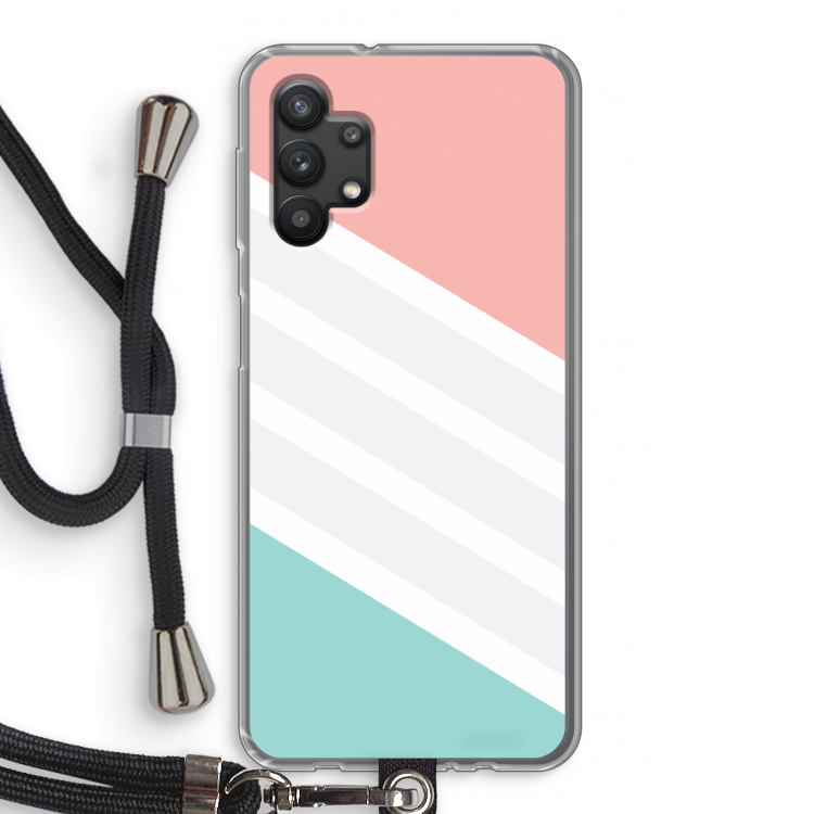 Strepen pastel: Samsung Galaxy A32 5G Transparant Hoesje met koord