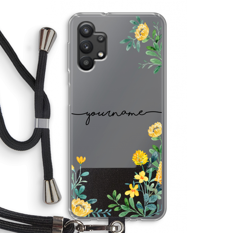 Gele bloemen: Samsung Galaxy A32 5G Transparant Hoesje met koord