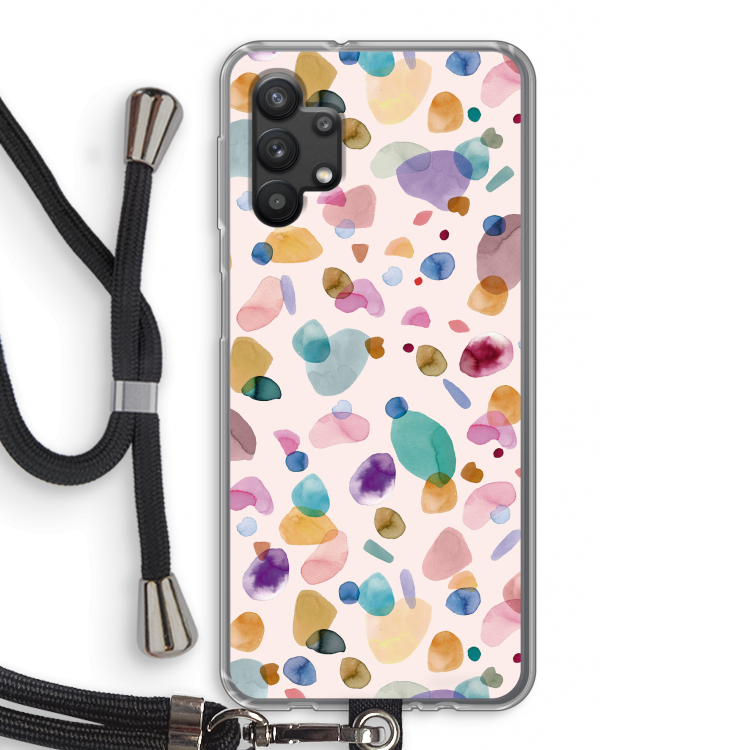 Terrazzo Memphis Pink: Samsung Galaxy A32 5G Transparant Hoesje met koord