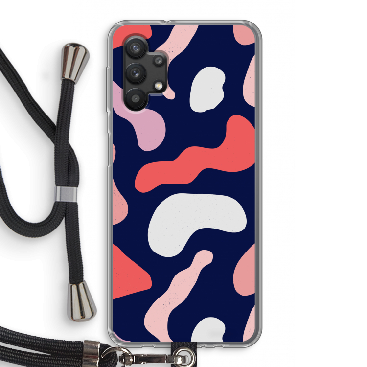Memphis Shapes Pink: Samsung Galaxy A32 5G Transparant Hoesje met koord