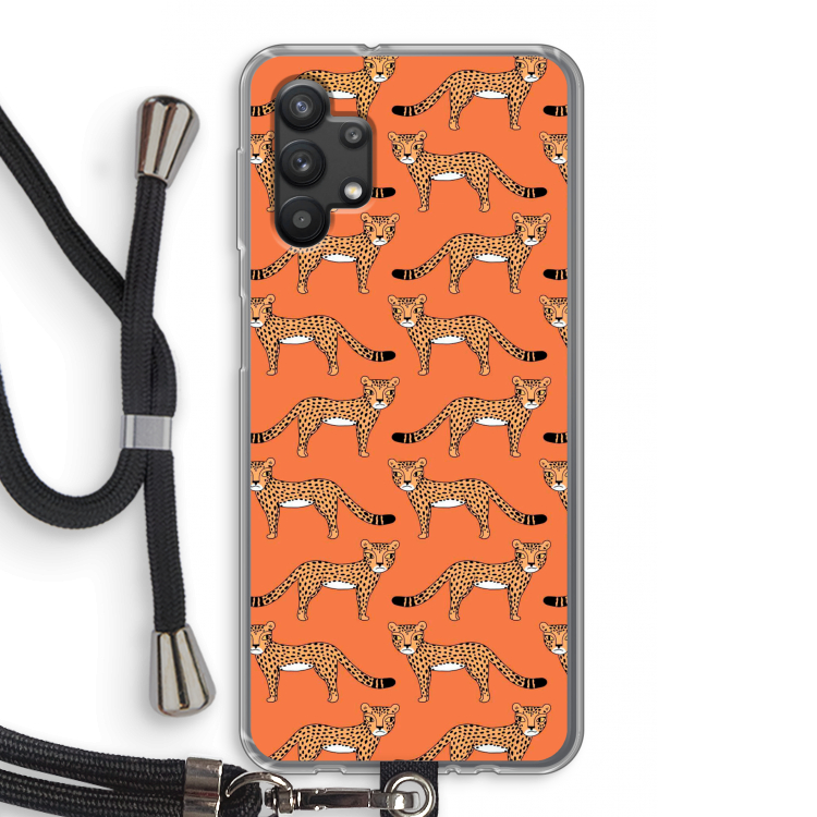 Cheetah: Samsung Galaxy A32 5G Transparant Hoesje met koord