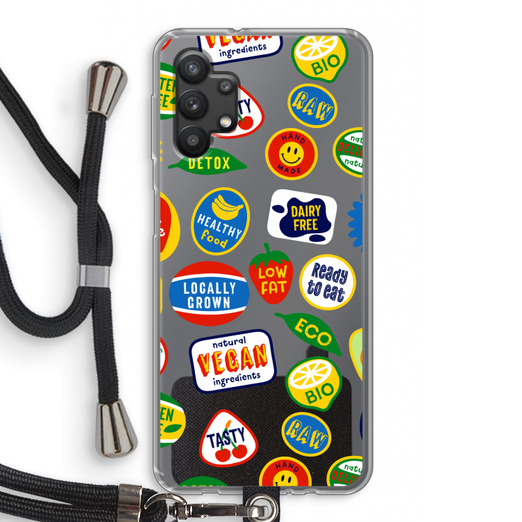 Fruitsticker: Samsung Galaxy A32 5G Transparant Hoesje met koord