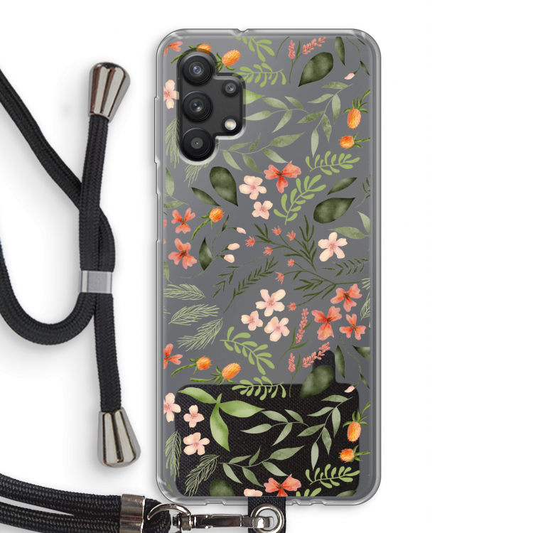 Sweet little flowers: Samsung Galaxy A32 5G Transparant Hoesje met koord