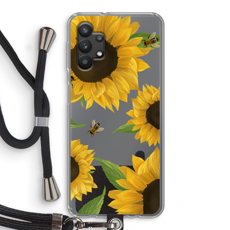 Sunflower and bees: Samsung Galaxy A32 5G Transparant Hoesje met koord