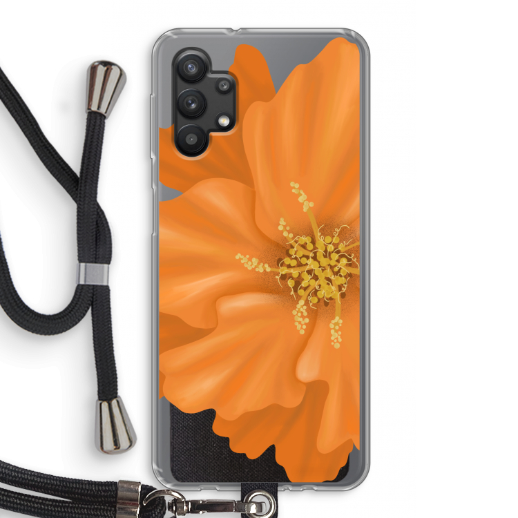 Orange Ellila flower: Samsung Galaxy A32 5G Transparant Hoesje met koord