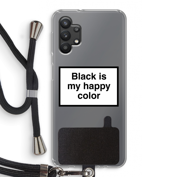 Black is my happy color: Samsung Galaxy A32 5G Transparant Hoesje met koord