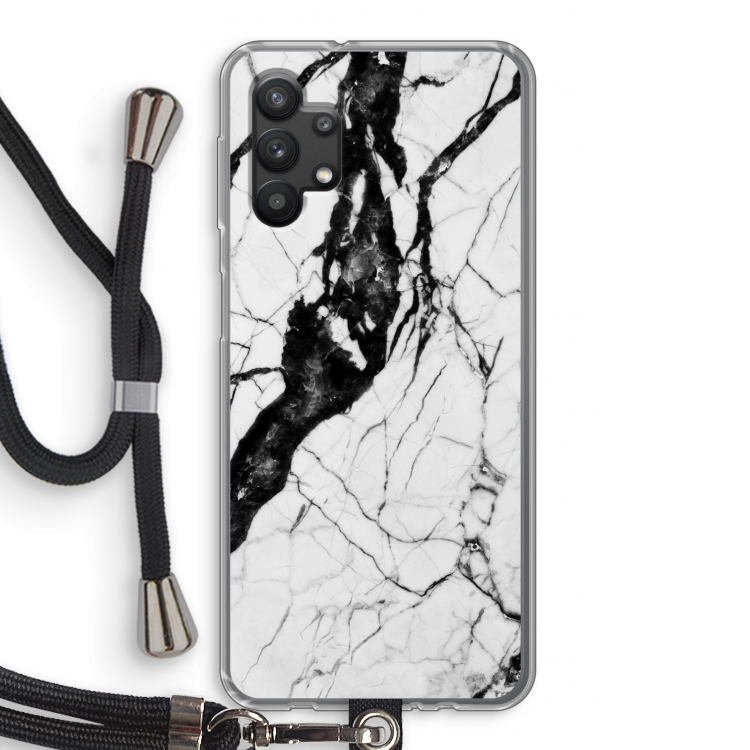 Witte marmer 2: Samsung Galaxy A32 5G Transparant Hoesje met koord