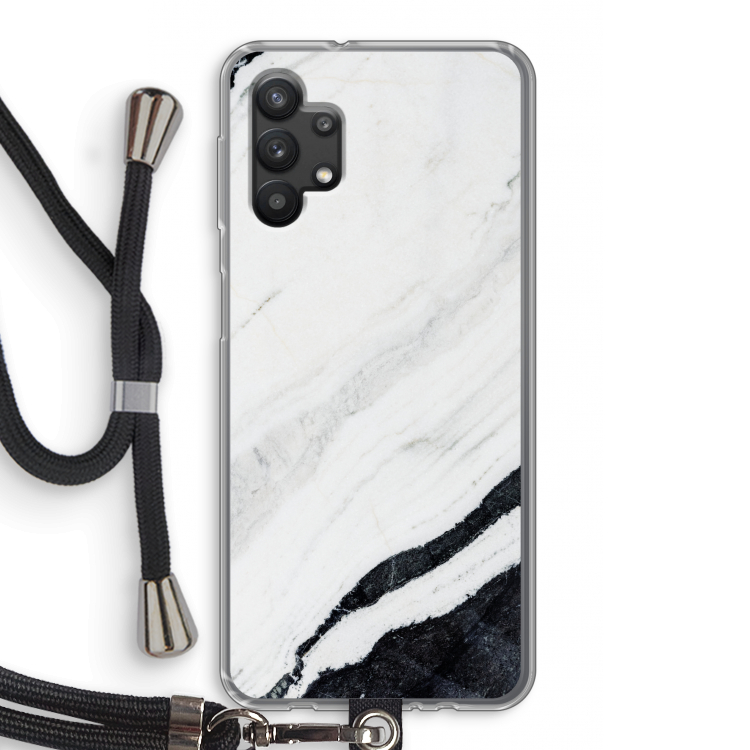 Elegante marmer: Samsung Galaxy A32 5G Transparant Hoesje met koord