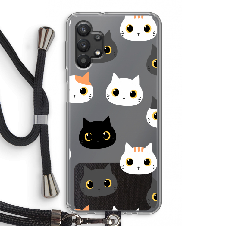 Katten: Samsung Galaxy A32 5G Transparant Hoesje met koord