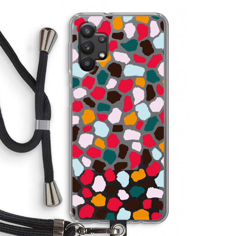 Colored Giraffe: Samsung Galaxy A32 5G Transparant Hoesje met koord
