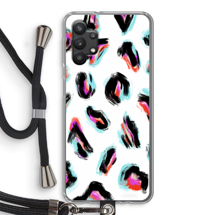 Cheetah color: Samsung Galaxy A32 5G Transparant Hoesje met koord