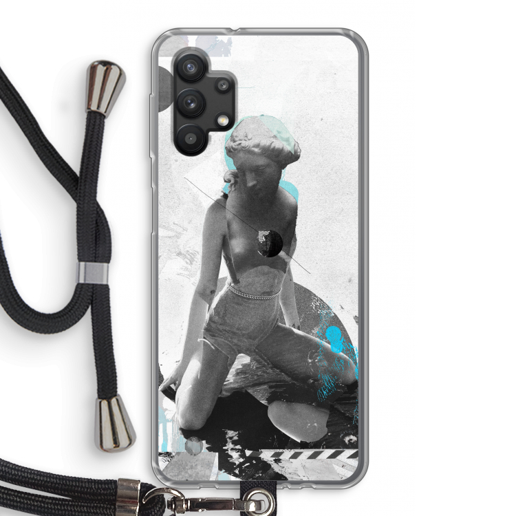 I will not feel a thing: Samsung Galaxy A32 5G Transparant Hoesje met koord