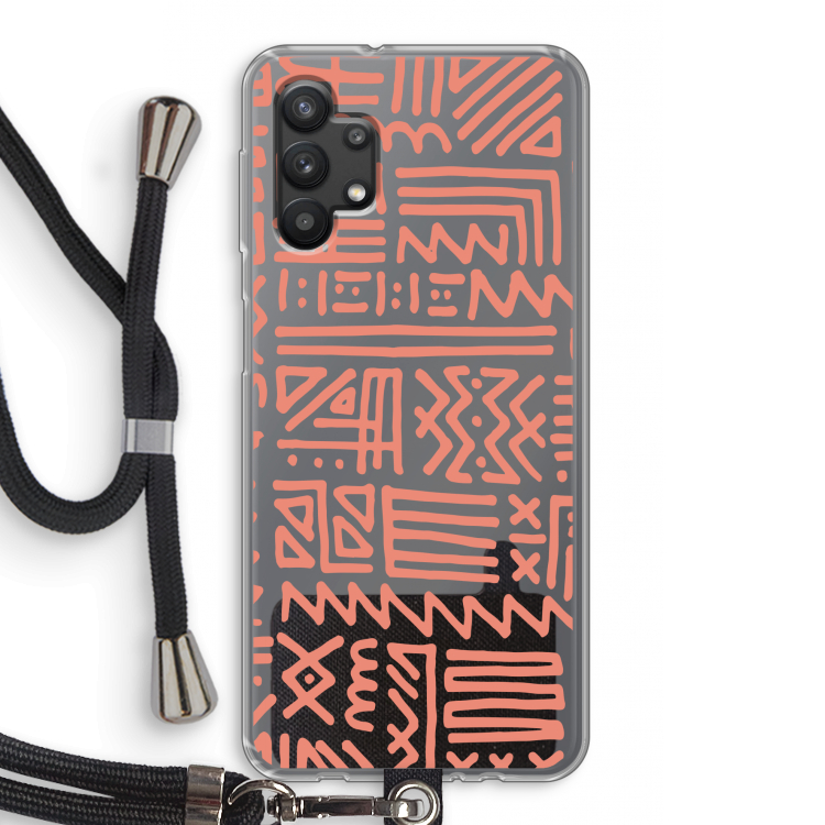 Marrakech Pink: Samsung Galaxy A32 5G Transparant Hoesje met koord