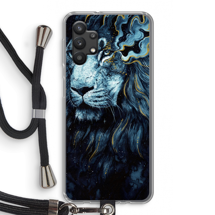 Darkness Lion: Samsung Galaxy A32 5G Transparant Hoesje met koord