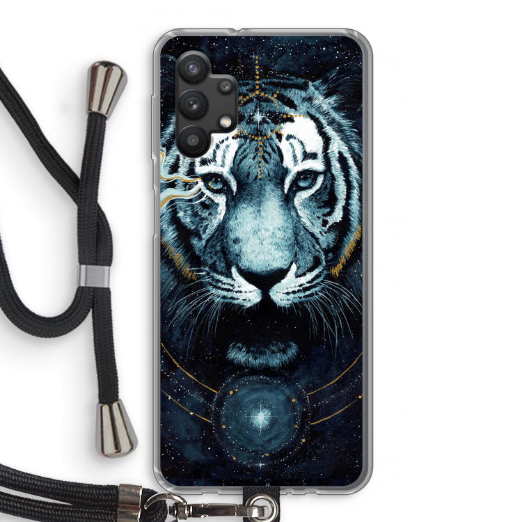 Darkness Tiger: Samsung Galaxy A32 5G Transparant Hoesje met koord