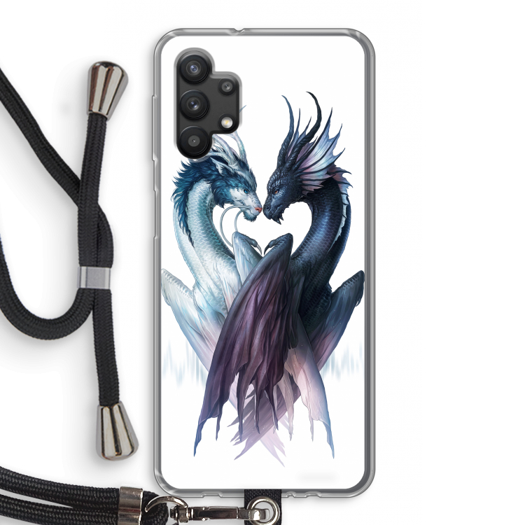Yin Yang Dragons: Samsung Galaxy A32 5G Transparant Hoesje met koord