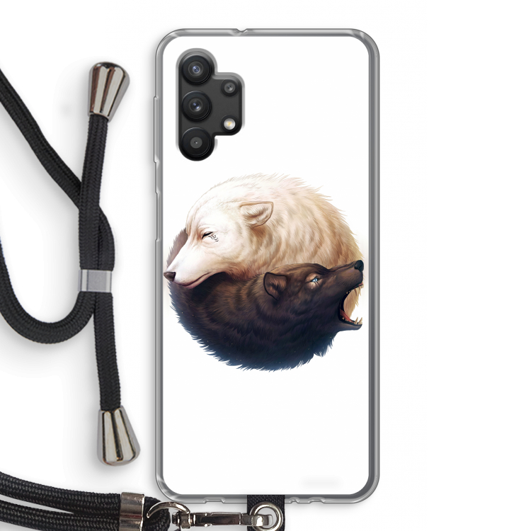 Yin Yang Wolves: Samsung Galaxy A32 5G Transparant Hoesje met koord