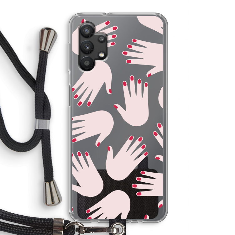 Hands pink: Samsung Galaxy A32 5G Transparant Hoesje met koord