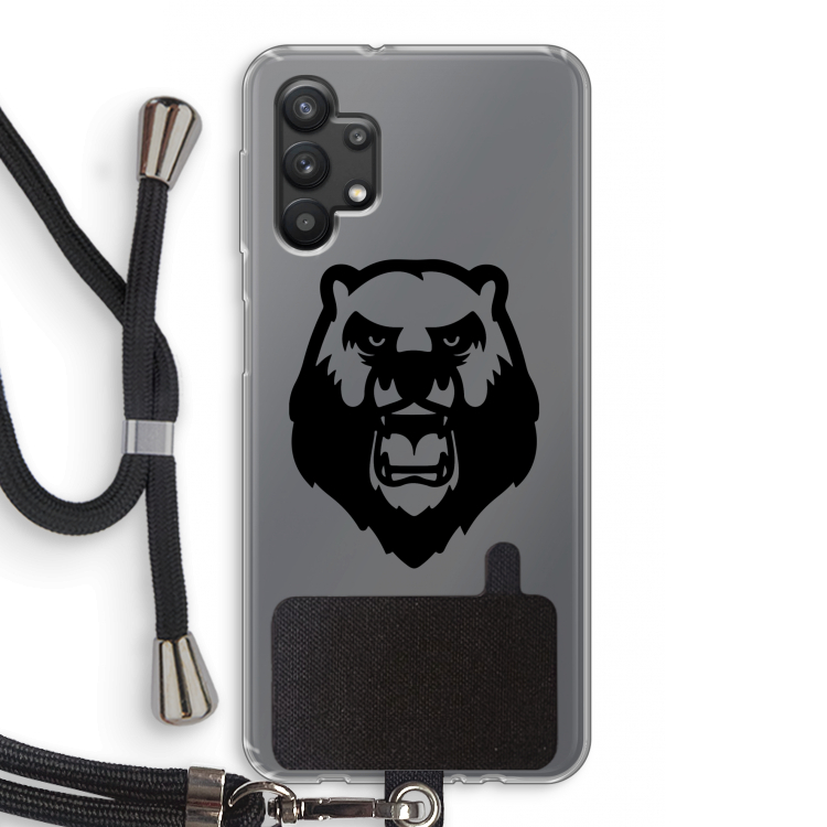 Angry Bear (black): Samsung Galaxy A32 5G Transparant Hoesje met koord