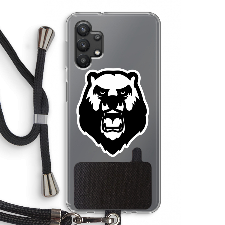 Angry Bear (white): Samsung Galaxy A32 5G Transparant Hoesje met koord