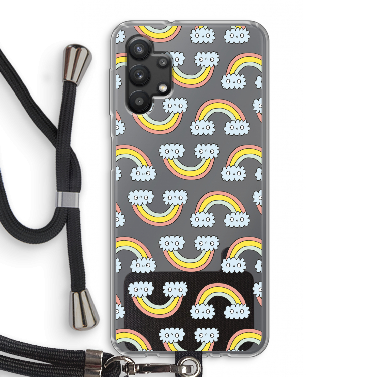 Regenboog: Samsung Galaxy A32 5G Transparant Hoesje met koord