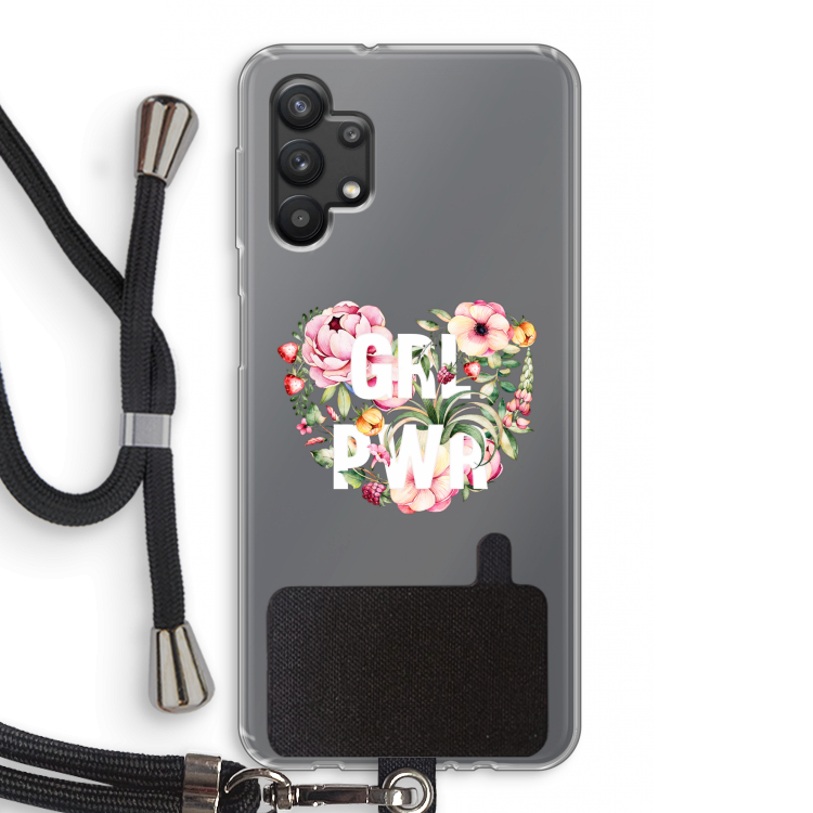 GRL PWR Flower: Samsung Galaxy A32 5G Transparant Hoesje met koord