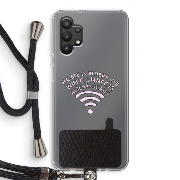 Home Is Where The Wifi Is: Samsung Galaxy A32 5G Transparant Hoesje met koord